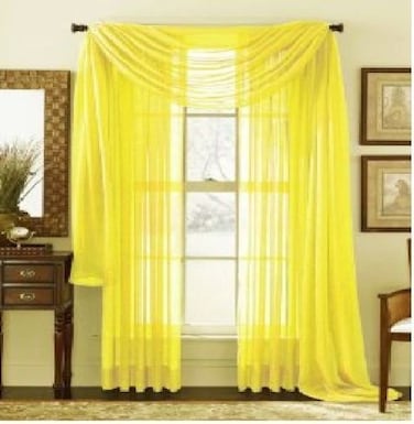 Elegant Comfort 2 Piece Solid Sheer 40 x 84 Window Curtainsdrapepanelstreatment Neon Yellow