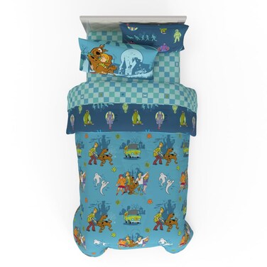 FrancoScooby Doo Bedding 5 Piece Super Soft Reversible Comforter and Sheet Set with Sham Twin Officially Licensed Product
