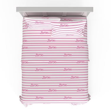 Franco Collectibles Barbie Logos Bedding Super Soft Cozy Microfiber 4 Piece Queen Sheet Set Officially Licensed Product