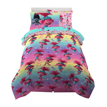 Franco Kids Bedding Soft Comforter and Sheet Set with Sham 5 Piece Twin Size Trolls World Tour