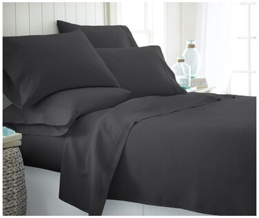 ienjoy Home 6 Piece Bed Sheet Set Full Black