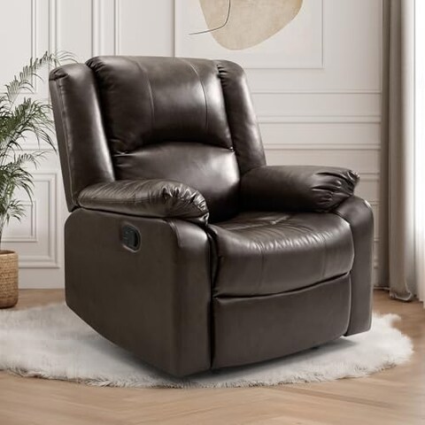 EASELANDPU Leather Recliner Chairs for Adults Reading Recliner Chairs for Bedroom Fluffy Arm Chair with HighDensity Sponge Cushion Reclining Chairs
