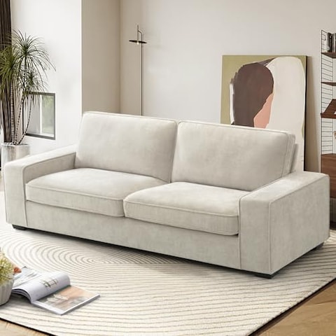 Buy EASELAND Sofa Couch 88 Chenille Loveseat for Living Room 3 Seater Lounge Sofa for Bedroom with Removable Back and Seat Cushions Modern Deep Seat Comfy Couch with Solid Wood Legs and