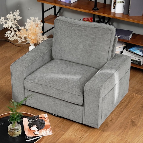 EASELAND Oversized Accent Chair Reading Chair with Upholstered Chenille Fabric Sofa Chair with Armrest Single Sofa Chair for Living Room Swivel Chair