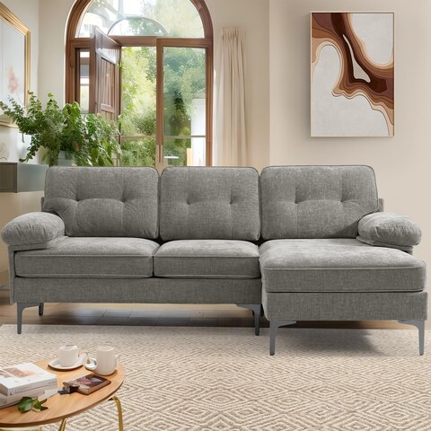 EASELAND 83 L Shaped Convertible Chenille Couch 3Seat Sectionals Sofa for Living Room Modern Lounge Sofa for Bedroom with Chaise Sleeper Sofa Bed with