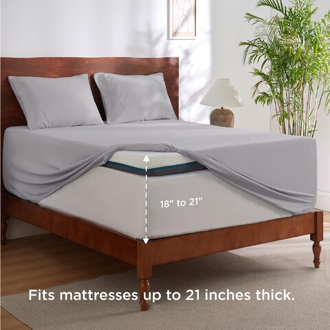 Bedsure Deep Pocket Queen Sheets Set  Fits Mattresses Up to 21 Thick 4 Piece Air Mattress Sheets with Deep Pocket Moisture Wicking Soft Cooling Bedding Sheets  Pillowcases Light Grey