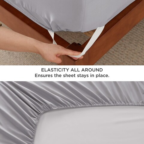 Bedsure Deep Pocket Queen Sheets Set  Fits Mattresses Up to 21 Thick 4 Piece Air Mattress Sheets with Deep Pocket Moisture Wicking Soft Cooling Bedding Sheets  Pillowcases Light Grey