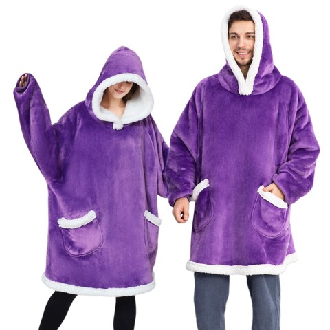 Buy Bedsure Oversized Wearable Blanket Hoodie Men Sherpa Fleece Giant Hoodie Blanket for Men as A Gift Big Warm Blanket Sweatshirt with Giant Pocket both Indoors and Outdoors Oversized Grape Online