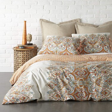 Levtex Home Emile King Duvet Set Medalion 100 Cotton Beige Orange