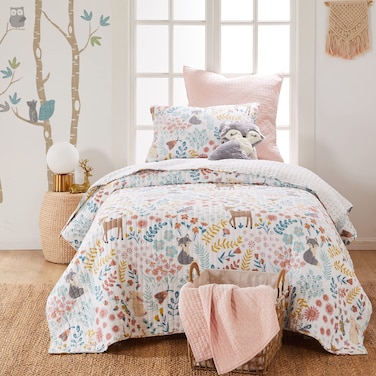 Levtex Home  Fancy Forest Quilt Set  TwinTwin XL Quilt and One Standard Sham  Whimsical  Forest  Quilt 66x86in and Sham 20x26in  Reversible  CottonCotton