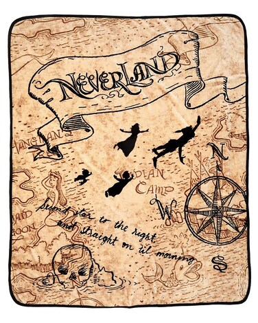 Northwest Disney Peter Pan Neverland Map Micro Raschel Throw Blanket 46x60 116cm x 152cm