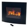 Northwest255Inch Wall Mounted Electric Fireplace  Curved Glass Heater with Log Fuel Effect Adjustable Flames and Remote Control Black
