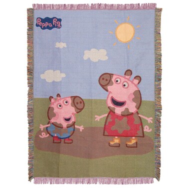 Northwest Peppa Pig Woven Tapestry Throw Blanket 48 x 60 Muddy Peppa