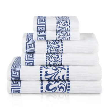 Superior Decorative Athens 6Piece Cotton Bath Towel Set Navy Blue