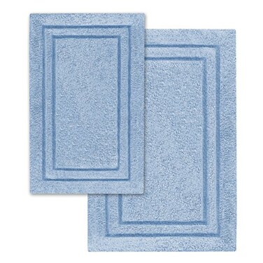 SUPERIOR NonSlip Cotton Set with Spray Latex Backing Bath Rug 20 x 30 24 x 36 Light Blue