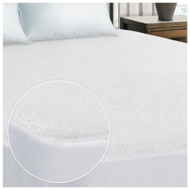 Superior Mattress Protector Waterproof Backing Soft Cotton Terry Hypoallergenic Breathable Noiseless Fitted Sheet Style Plush Bedding Machine Washable VinylFree Full XL White
