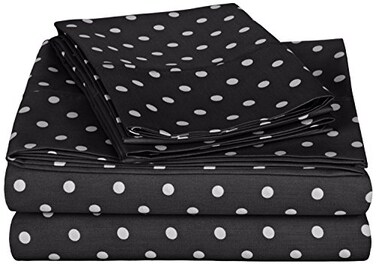 Superior Polka Dot Sheet Set 600 Thread Count Cotton Blend Bedding Sets Soft and Wrinkle Resistant Sheets with Deep Fitting Pockets  King Black
