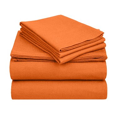 Superior Premium Cotton Flannel Sheets All Season 100 Brushed Cotton Flannel Bedding 4Piece Sheet Set with Deep Fitting Pockets  Pumpkin Solid Full Bed