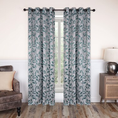 Superior Blackout Curtains Room Darkening Window Accent for Bedroom Sun Blocking Thermal Modern Bohemian Curtains Leaves Collection Set of 2 Panels 8 Grommets 52 x 84 Teal