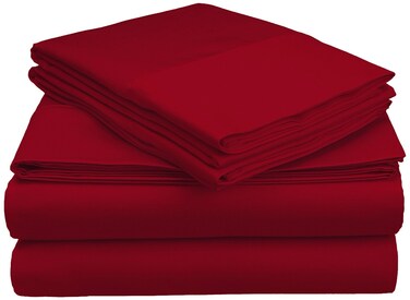 SUPERIOR 700 Thread Count Egyptian Cotton Material Sheets Modern Solid Deep Pocket 4 Piece Bed Sheet Set Includes One Flat One Fitted and Two Pillowcases Queen Burgundy