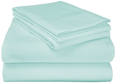 Superior Premium Cotton Flannel Sheets All Season 100 Brushed Cotton Flannel Bedding 4Piece Sheet Set with Deep Fitting Pockets  Light Blue Solid Full Bed