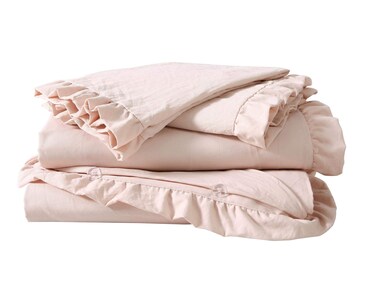Chezmoi Collection Nora 3Piece Ruffled Edge Trim Duvet Cover Set  Hypoallergenic Soft Washed Microfiber Comforter Cover with Button Closure and Corner Ties  King Blush