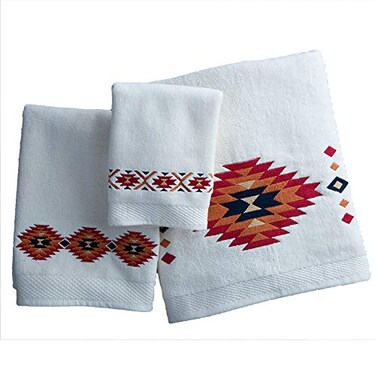HiEnd Accents Del Sol Southwestern Aztec 3PC Bath Towel Set Cream