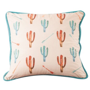 HiEnd Accents Serape Cactus Pillow with Embroidery Details 18x18 Multi