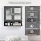 HOMGX Wall Mounted Wooden Bathroom Cabinet Wood Storage Cabinet wDouble Mirror Doors Wall Hanging Shelves Organizer wRound Knob OverToilet Cabinet for Bathroom Kitchen Bedroom Gray