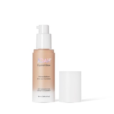 JOAH Crystal Glow PeptideInfused Foundation 2in1 Multitasking Korean Makeup with Blurring Face Primer Luminizer Hydration  Skin Defense for a Flawless Finish 101 Oz Light Medium Warm