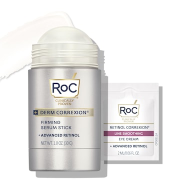 RoC Derm Correxion Advanced Retinol Firming Serum Stick with Antioxidants to Visibly Tighten and Firm Wrinkles and Laugh Lines 10 oz with Retinol Eye Cream Packette