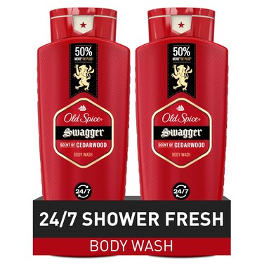 Old Spice Body Wash for Men 247 Shower Fresh with Lasting Scent Red Collection Swagger with Cedarwood Scent 24 fl oz Pack of 2