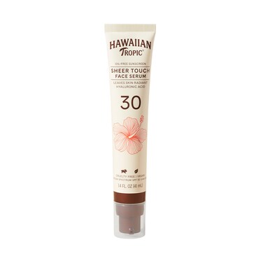 Hawaiian Tropic Sheer Touch Face Serum SPF 30 14oz  Hyaluronic Acid Hydrating Serum For Women and Men  Travel Sunscreen