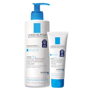 La RochePosay Lipikar Daily Repair Moisturizing Lotion Full Size  Travel Size Skin Care Set  Body Lotion for Dry Skin  Eczema Formulated with Niacinamide  Shea Butter for All Day Hydration