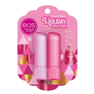 eos Holiday Lip Balm Gift Strawberry Cheer  Candy Cane Swirl Stocking Stuffers AllDay Moisture Lip Care 014 oz 2Pack