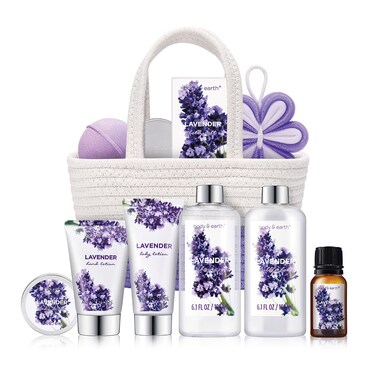 Spa Gift Baskets for Women  Body  Earth 11pcs Lavender Gift Sets with Bubble Bath Shower Gel Body Lotion Birthday Gifts for Women Spa Kit for Mom Gifts Purple Gifts