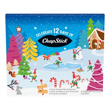ChapStick 12 Days of Holiday Advent Calendar Lip Balm Gift Set  015 Oz