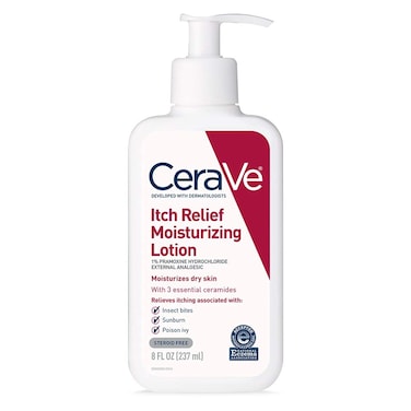 CeraVeAnti Itch Moisturizing Lotion with Pramoxine Hydrochloride  Relieves Itch with Minor Skin Irritations Sunburn Relief Bug Bites  8 Ounce