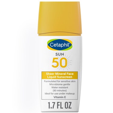 CetaphilSheer 100 Mineral Liquid Sunscreen for Face With Zinc Oxide Broad Spectrum SPF 50 Formulated for Sensitive Skin Unscented 17 Fl Oz