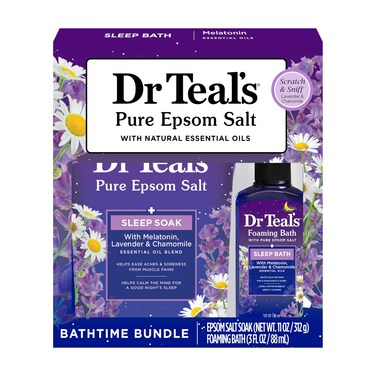 Dr TealsMelatonin  Essential Oil Blend Epsom Salt and Foaming Bath Sampler Set 2 Piece