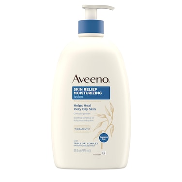 Aveeno Skin Relief Moisturizing Lotion for Very Dry Skin with Soothing Triple Oat  Shea Butter Formula Dimethicone Skin Protectant Helps Heal Itchy Dry Skin FragranceFree 33 fl oz