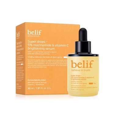 belifSuper Drops 5 Niacinamide  Vitamin C Brightening Serum  Evens Skin Tone Reduces Dark Spots  PostBlemish Marks Soothes Redness with AHA  Glutathione