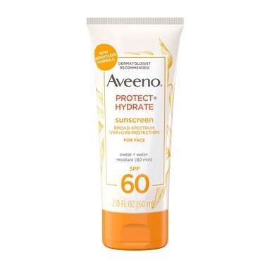 AveenoProtect  Hydrate Sunscreen Moisturizing Face Lotion with Broad Spectrum SPF 60 and Prebiotic Oat Paraben Phthalate Oxybenzone and Oil Free Sunscreen for Sensitive Skin 20 FL OZ