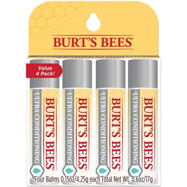 Burts BeesLip Balm Stocking Stuffers Moisturizing Lip Care Christmas Gifts for All Day Hydration Ultra Conditioning with Shea Cocoa  Kokum Butter 100 Natural 4Pack
