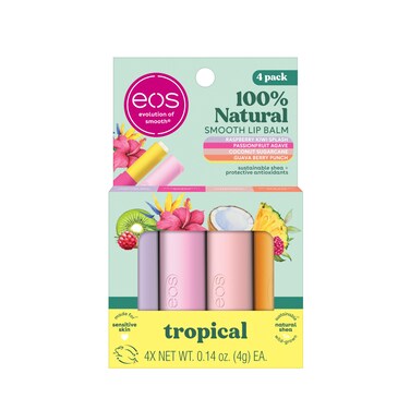 eosFlavorLab Super Soft Shea Lip Balm Sticks  Totally Tropical Variety Pack  Lip Moisturizer  24 Hour Hydration  Gluten Free Lip Care 4 PackDragonfruit