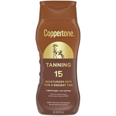 Coppertone Tanning Sunscreen Lotion SPF 15 Broad Spectrum Sunscreen 8 Fl Oz