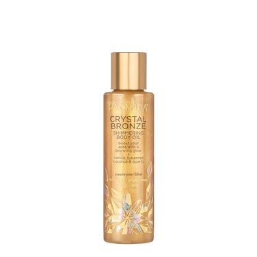 PacificaBronzing Body Oil  Crystal Bronze Shimmering Oil Sparkly Hydrating and Nourishing Shimmer Scented Bronzing Drops Vanilla Coconut  Vegan and Cruelty Free