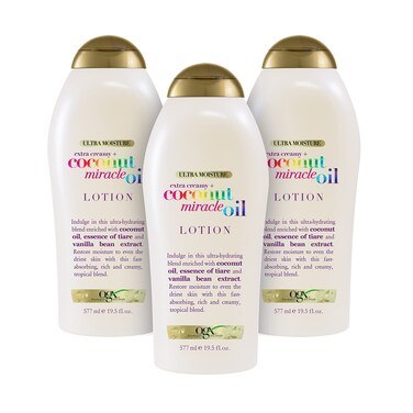 OGX Extra Creamy  Coconut Miracle Oil Ultra Moisture Lotion 195 Ounce Pack of 3