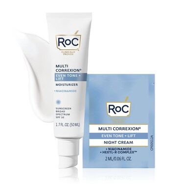 RoC Multi Correxion 5 in 1 AntiAging Daily Face Moisturizer with Broad Spectrum SPF 30  Shea Butter Skin Care Routine 17 oz with Night Cream Packette Packaging May Vary