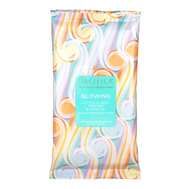 Pacifica Beauty Glowing Makeup Remover Wipes Glycolic Acid Coconut Water Aloe Infused Facial Wipes Organic Makeup Remover Wipes Vegan  Cruelty Free 10 ct